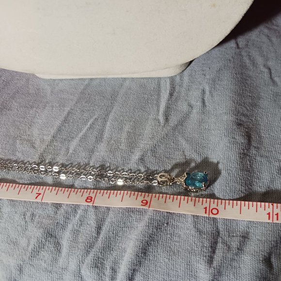 Silver and Aquamarine Gemstone Pendant Necklace NWOT - Picture 8 of 9